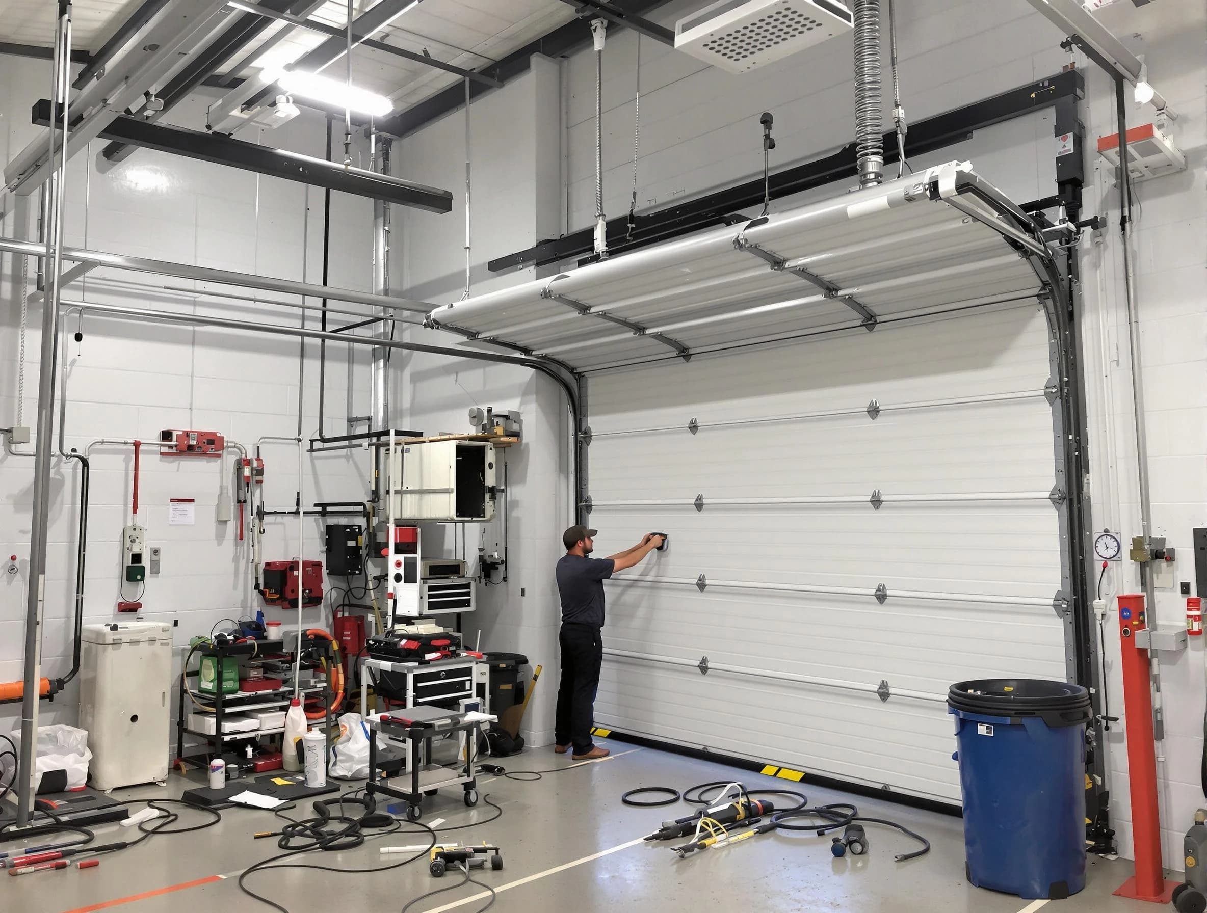 Allegheny Garage Door Repair certified technician performing commercial door repair at a Allegheny business facility