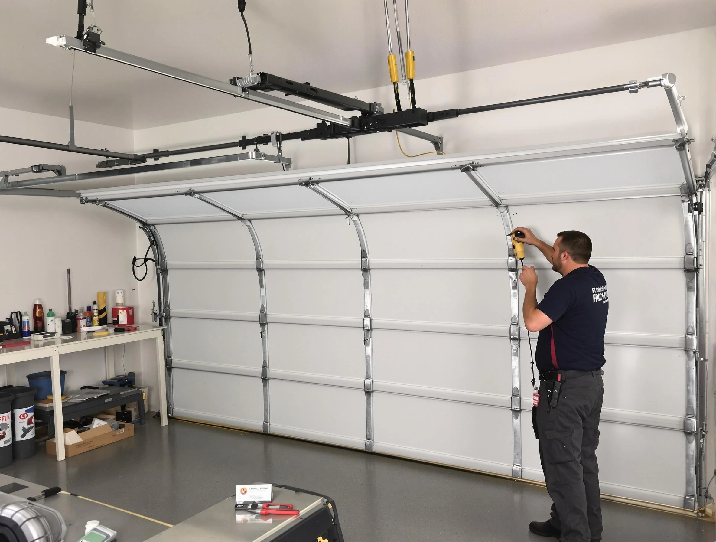 Allegheny Garage Door Repair certified technician performing overhead door system repair in Allegheny